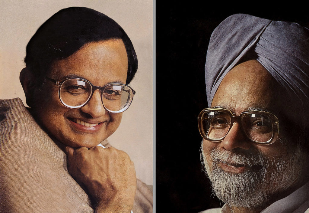 P Chidambaram former finance minister & Manmohan Singh former PM