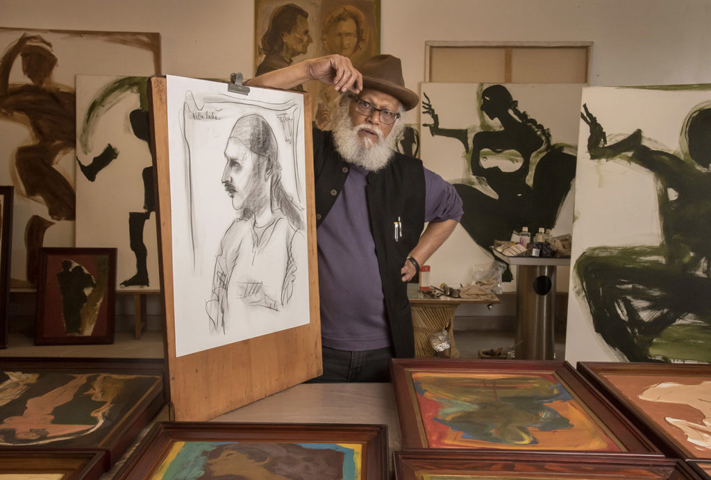 Legendary Artist Jatin Das, with a sketch of mine